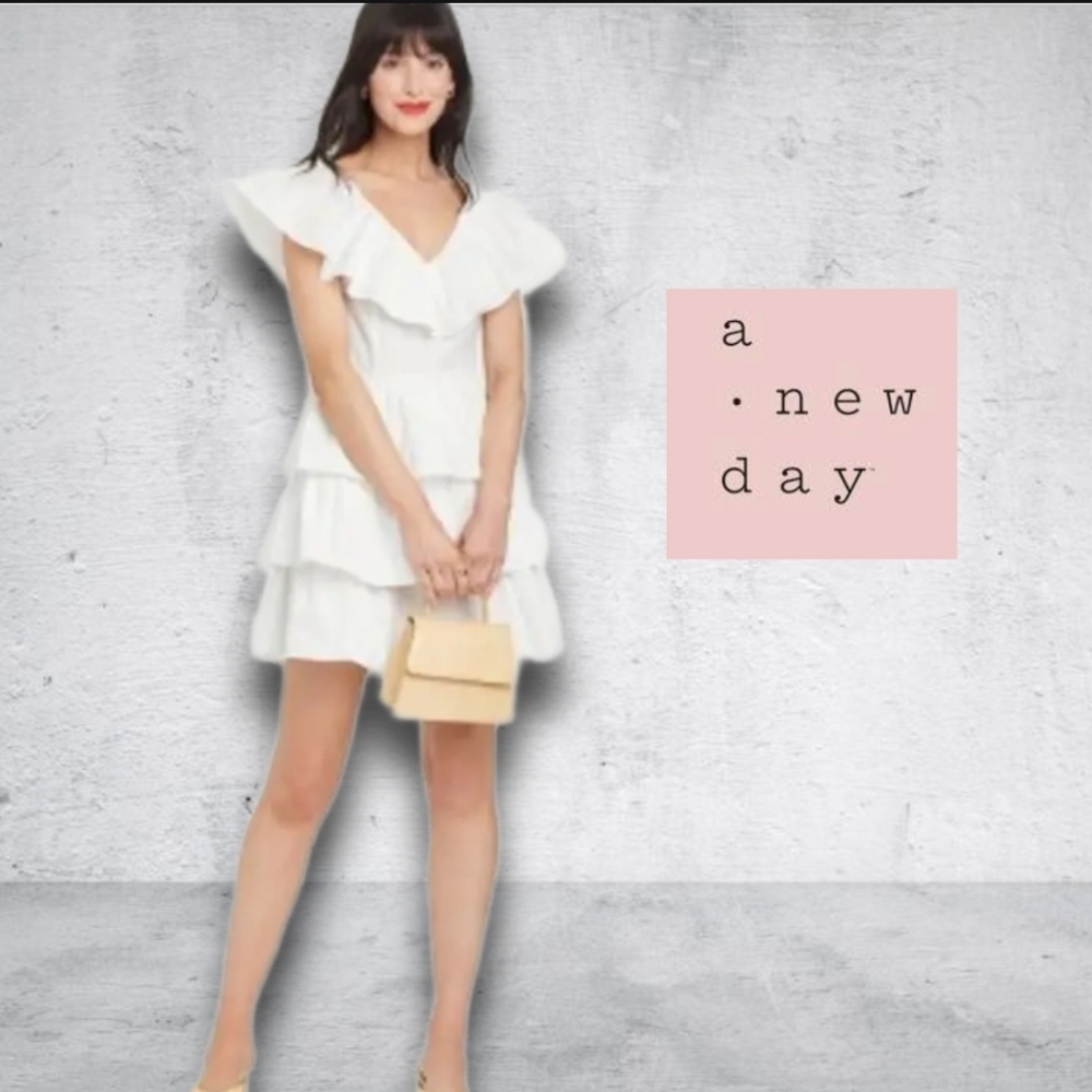 A New Day Flutter Short Sleeve Multi-Tiered Dress